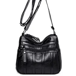 Casual Mother Bag Black Shoulder Pouch Large Capacity PU Leather Handbag Women Shoulder Bag Small Square Bag Female Handbag