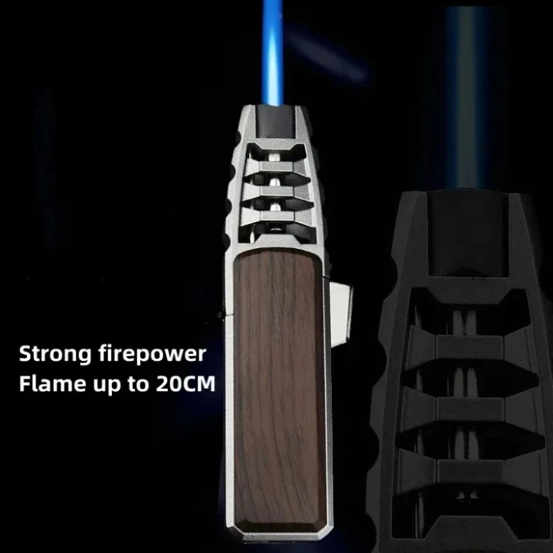 Heavy-Duty Butane Jet Flame Lighter, Windproof High-Temp Adjustable Flame, Durable Metal, Versatile Tool for BBQ Camping-Cigars