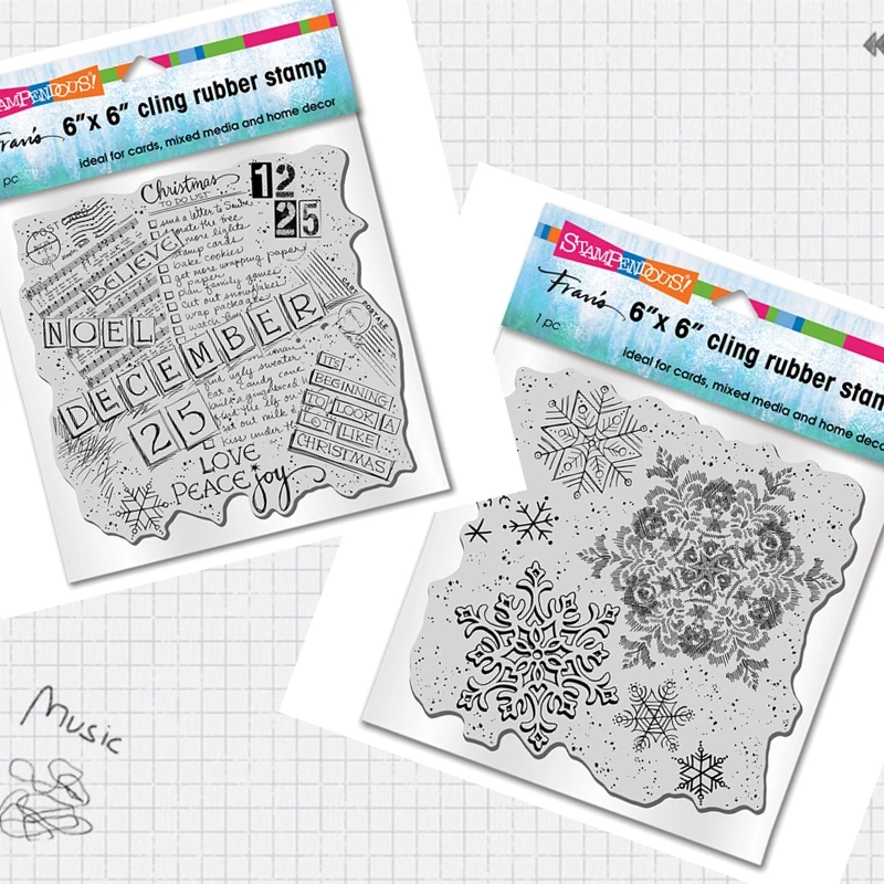 Card Scrapbooking Snowflake Rubbing Newspaper Text Letter Article Clear Stamps Account Craft Set No Dies