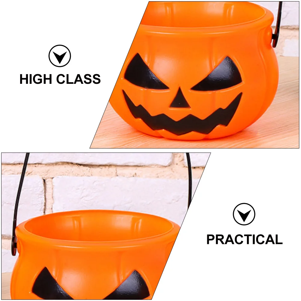 Trick or Treat Snack Basket Portable Candy Jar Halloween Sweets Festival Scene Decor Decorations Pumpkin Bucket Plastic Child