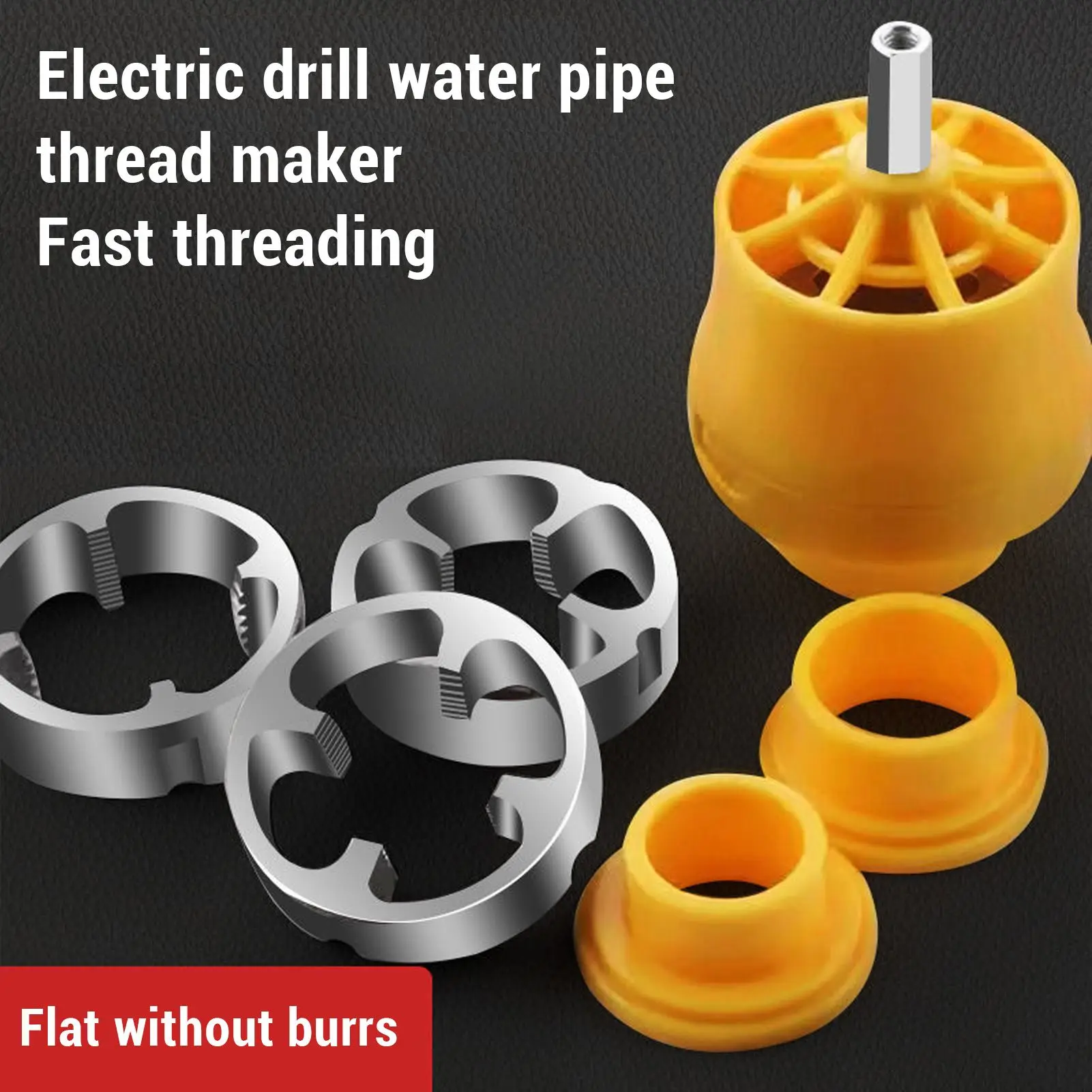 PVC Thread Maker Tool Round Die Set Reusable Pipe Threader Plumbing Kit for Electric Drill
