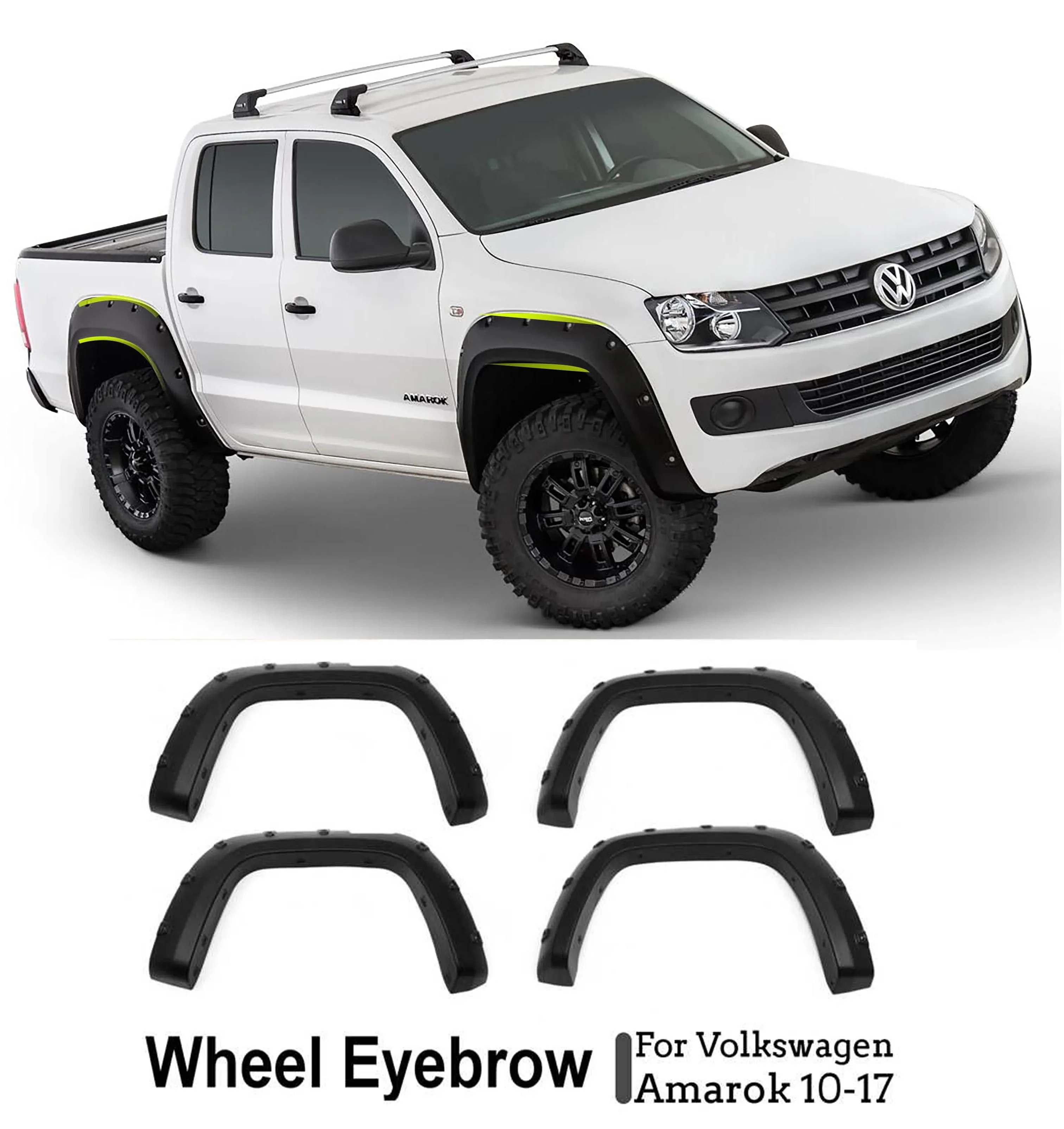 

Mudguards Fender Flares for Volkswagen VW Amarok 2009 2010 2011 2012 2013 2014 2015 2016 Front and Rear Matte Black Wheel Arch