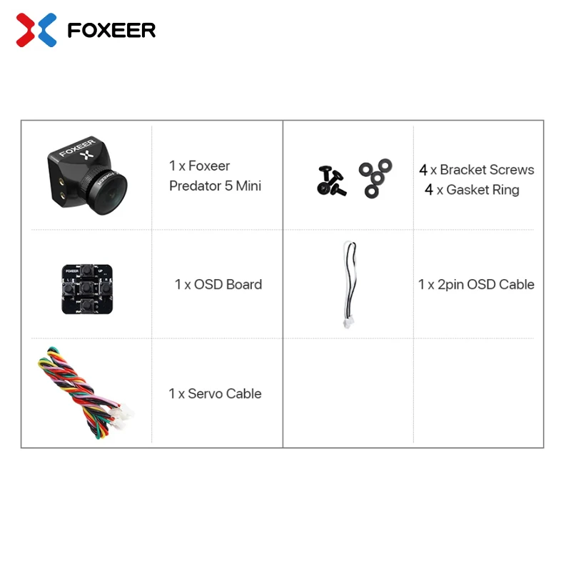 

FOXEER Mini Predator 5 FPV Camera 4.5V-20V 0.01Lux 16:9/ 4:3 PAL/NTSC Switchable Super WDR OSD 4ms Latency for RC Racing Drone