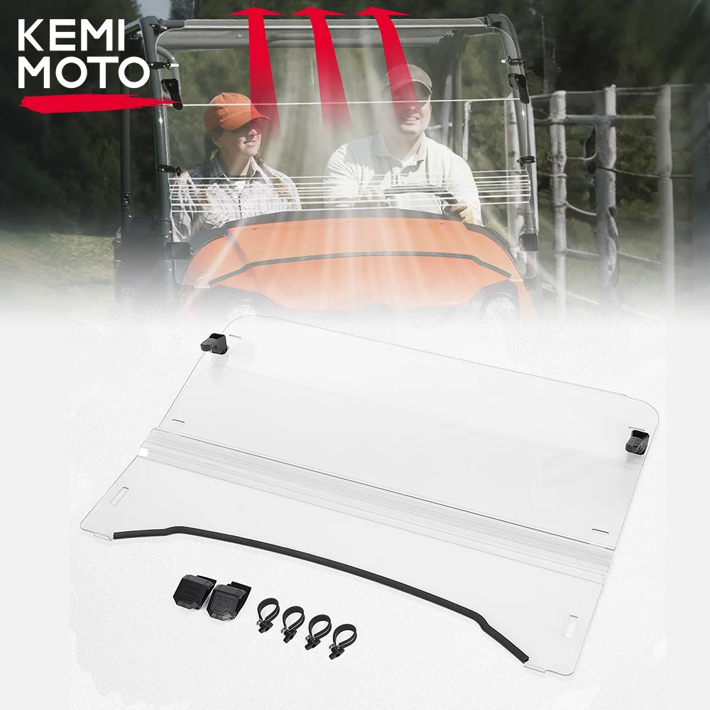 

KEMIMOTO Front Flip Folding Windshield Scratch Resistant Full Fold Up Windscreen Window Compatible with Kubota RTV 400 500 520