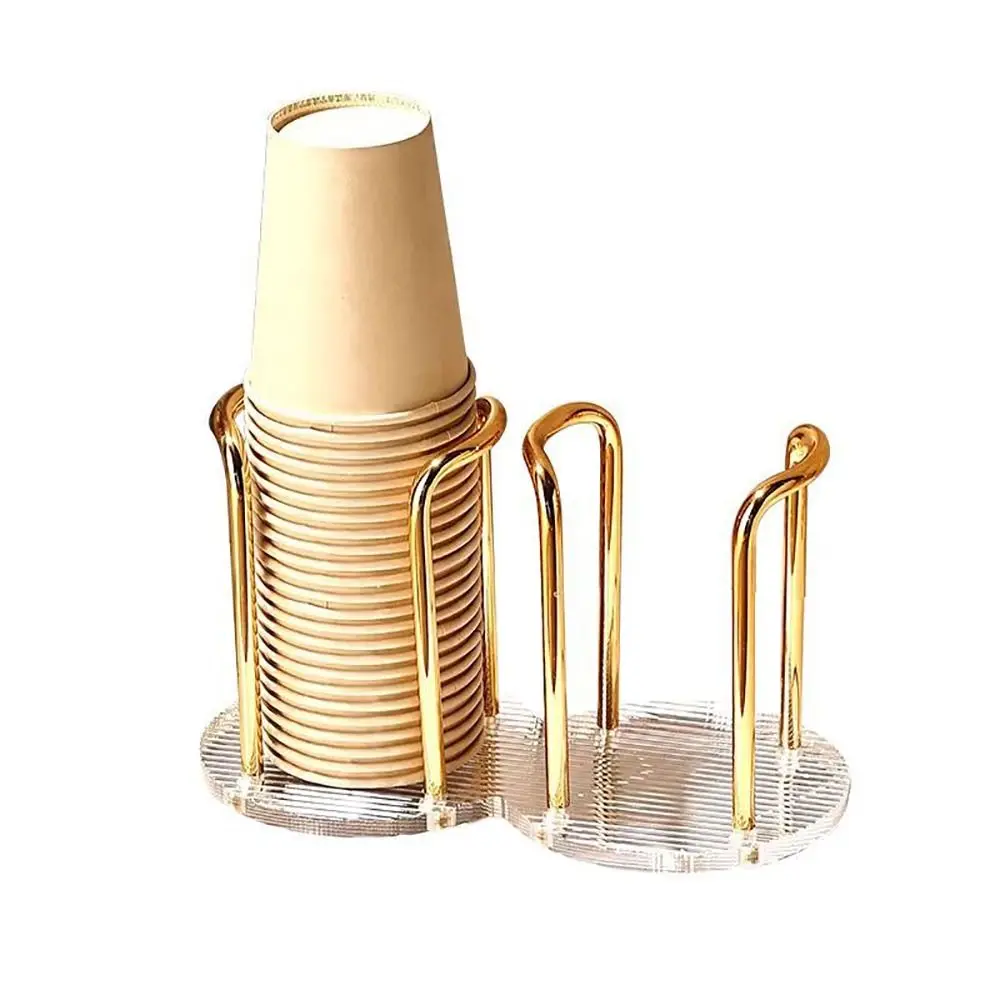 1Pcs Rack Shelf Disposable Paper Cup Holder with Longer Stick Home Organizer Water Tea Cups Dispenser Acrylic Luxury