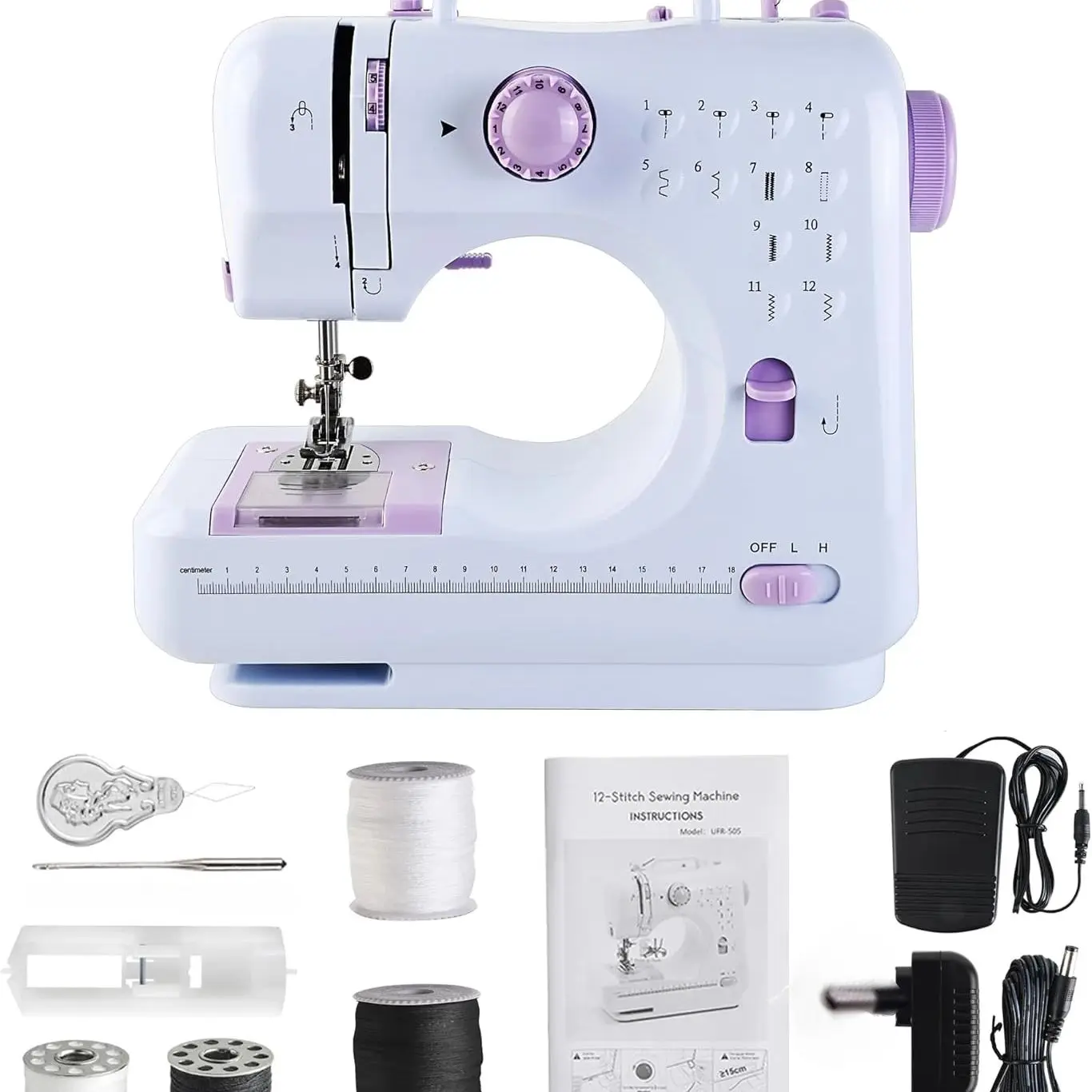 

Sewing Machine Portable mini Electric Sewing Machine for beginners 12 Built-in Stitches 2 Speed with Foot Pedal，Light, Storage