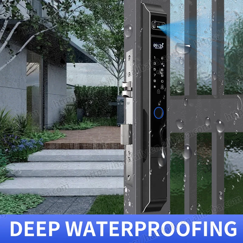 Waterproof Face  Tuya Smart Lock for Outdoor Slim Lock for  Sliding Aluminium Door Fingerprint Password Cad Palm Unlock Palm