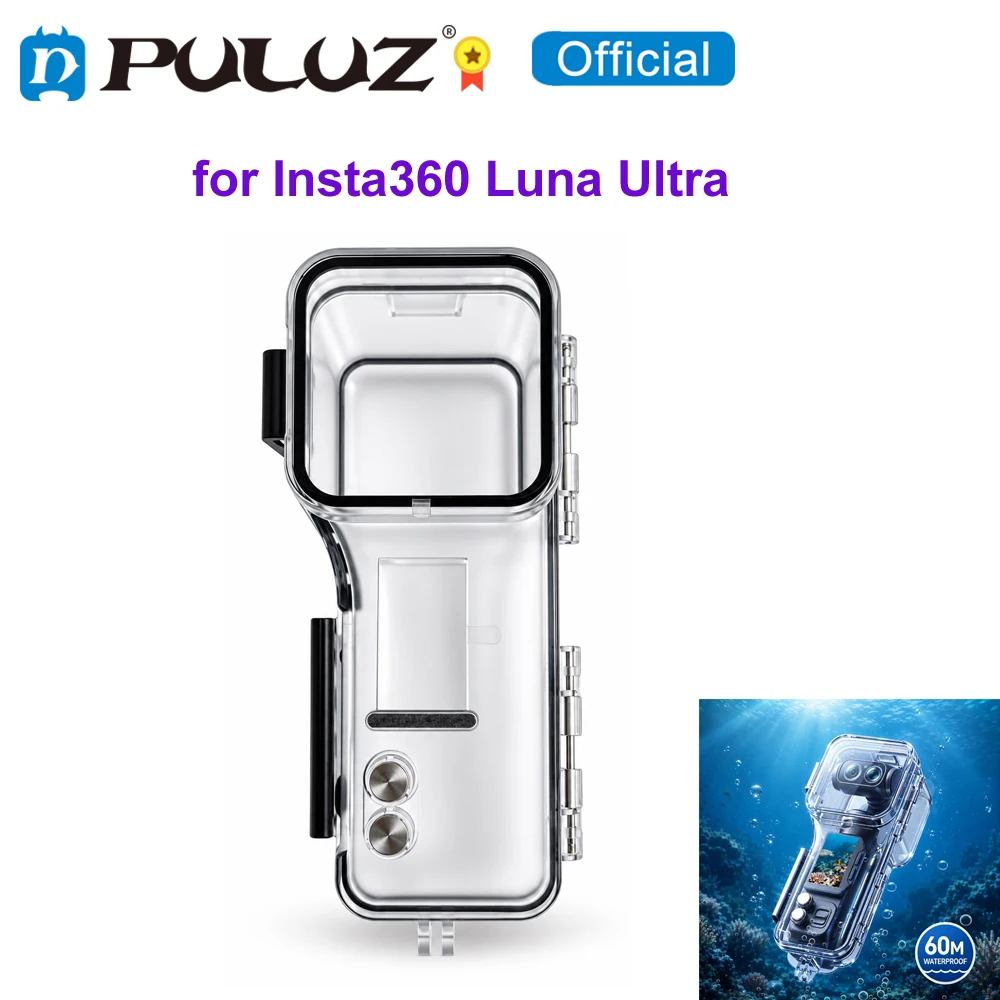 PULUZ Waterproof Housing 60m/196ft Underwater Diving Case For Insta360 Luna Ultra , High-transparency Optical Glass Diving Cover