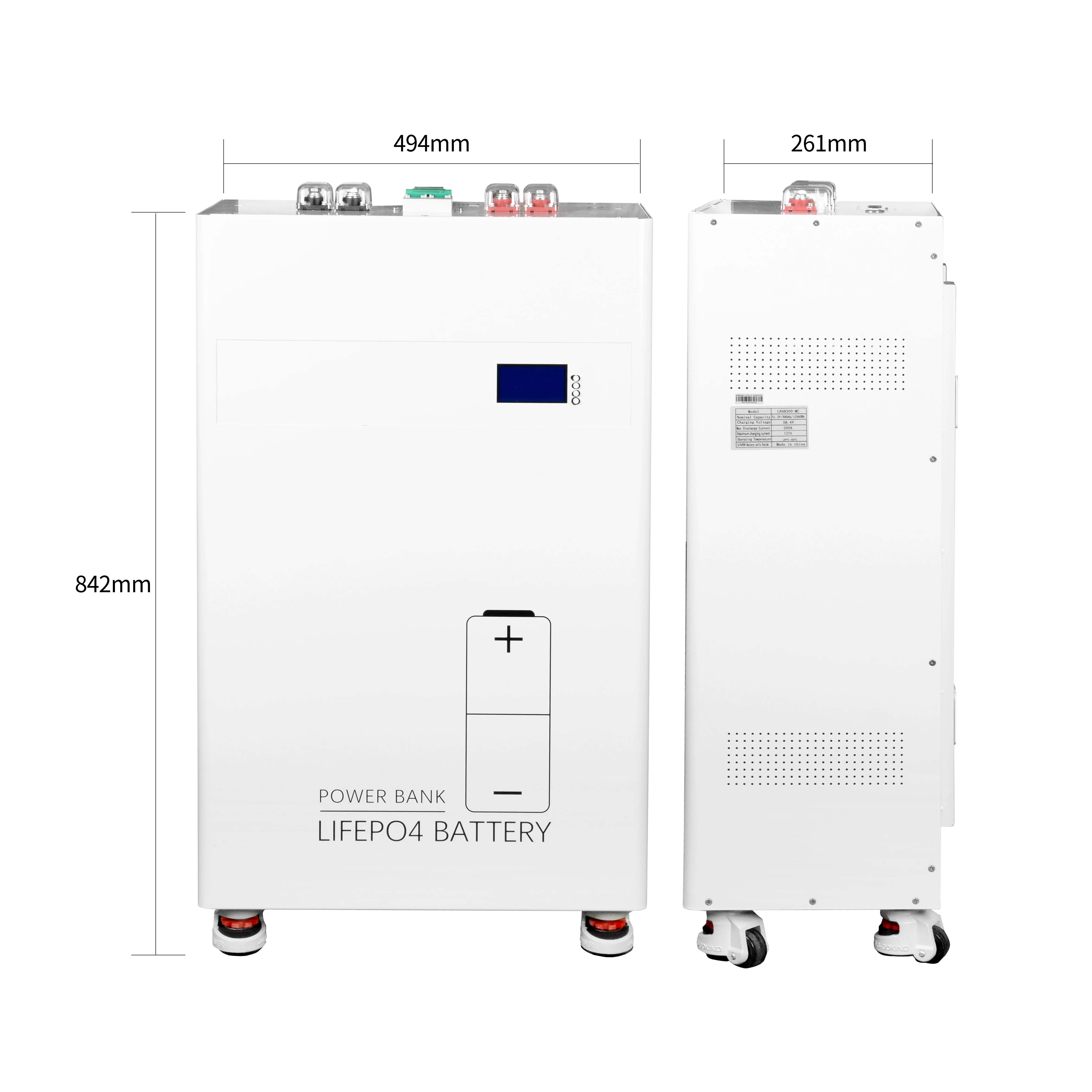 For Hot Sale Vertical 51.2V 300Ah Solid State LiFePO4 Battery 15kW 16KWh 6000 Cycles For Home Storage
