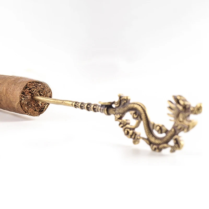1pcs Bronze Dragon Cigar Piercing Yellow Copper Cuban Cigar Hole Puncher Hole Drilling Tool Cigars Unclogging Tool