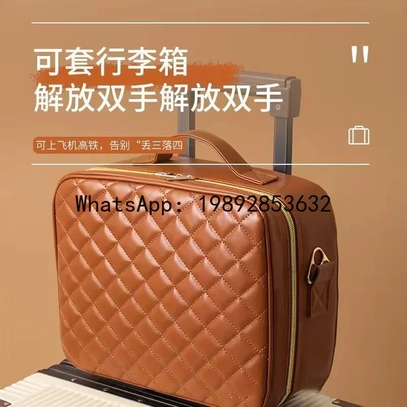 

a-16 premium makeup bag mirror cosmetic case portable large capacity detachable storage makeup organizer