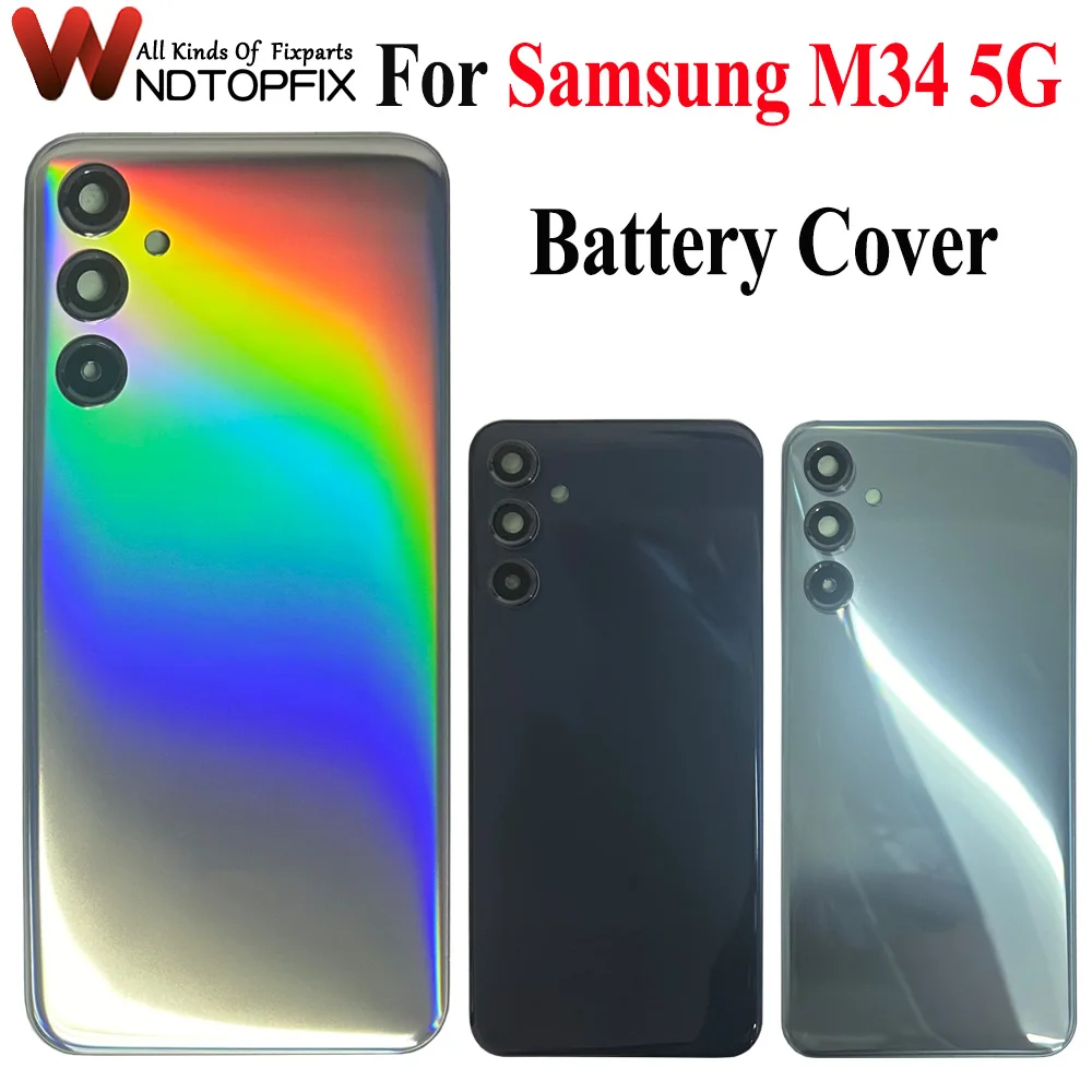 

6.5" For Samsung Galaxy M34 5G SM-M346B Glass Battery Cover Hard Back Door M346 Rear Lid Case Housing With Camera Lens Adhesive