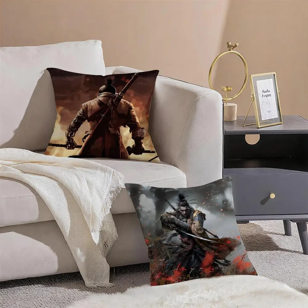 Hot Game S-Sekiro Shadows Die Twice Cushion Cover Pillowcase Short Plush Invisible zipper Room Sofa Cushion Cover