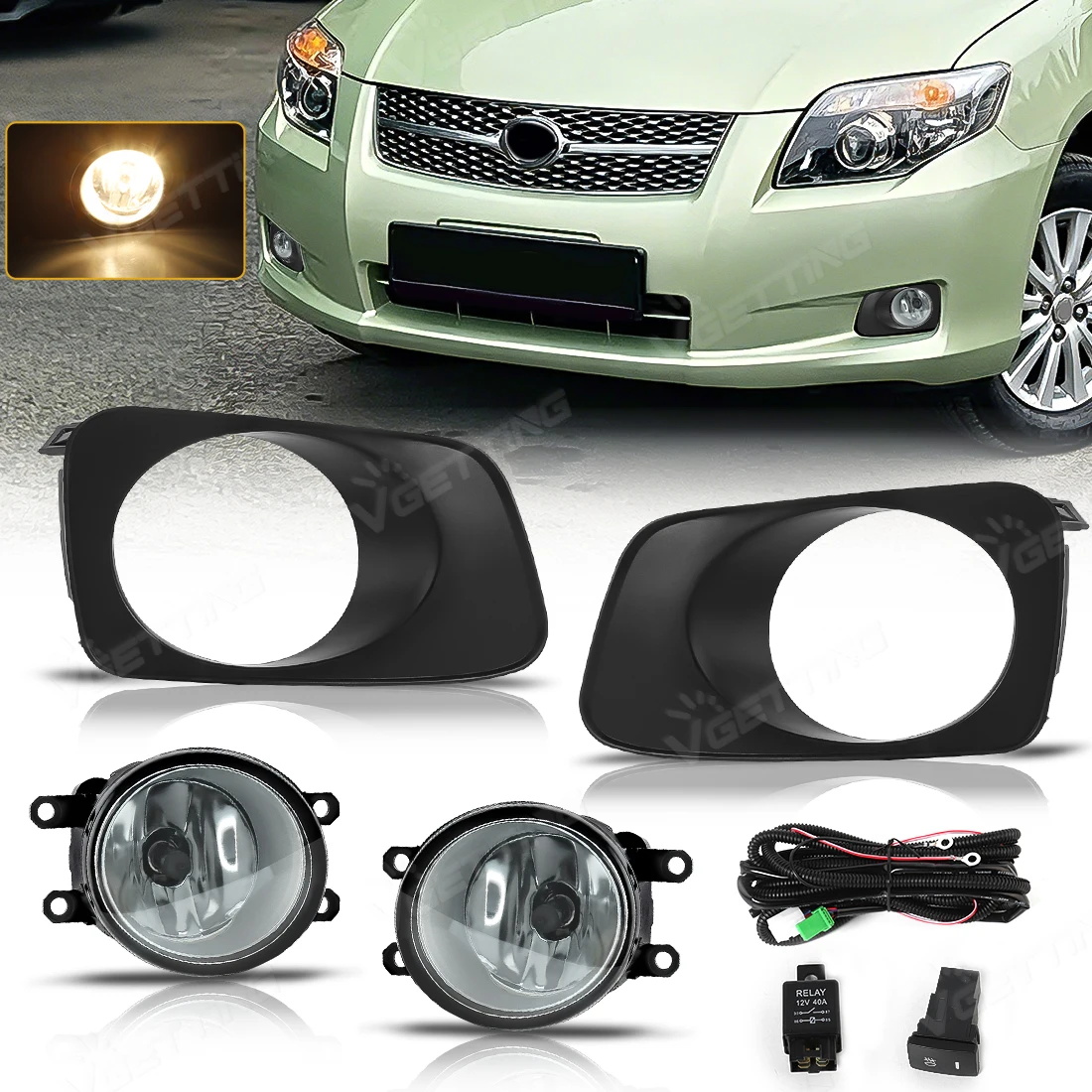 Halogen Fog Lights For Toyota Corolla Fielder Axio 2007 2008 2009 2010 2011 Front Fog Lamp Kit Driving Light with Wiring Harness