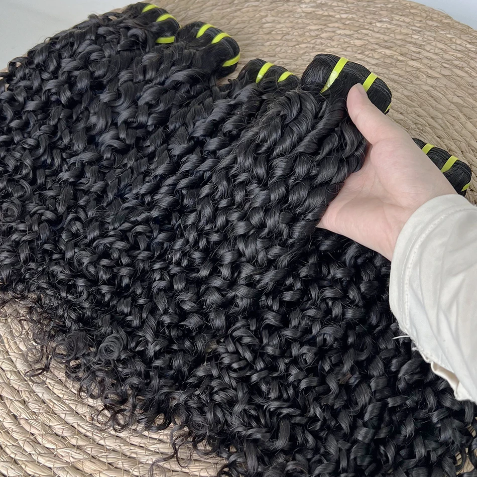 Yiwigs 15A Grade Pixie Curly 100% Human Hair Bundles 10-30 Inches Black Raw Virgin Hair Weave Extensions