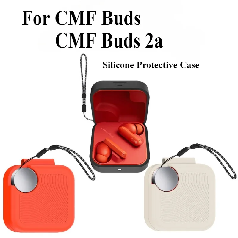 

Soft Silicone Earphone Case Protective Sleeve For CMF Buds Shockproof Anti-drop Protector Cover with Rope For CMF Buds 2a Cases