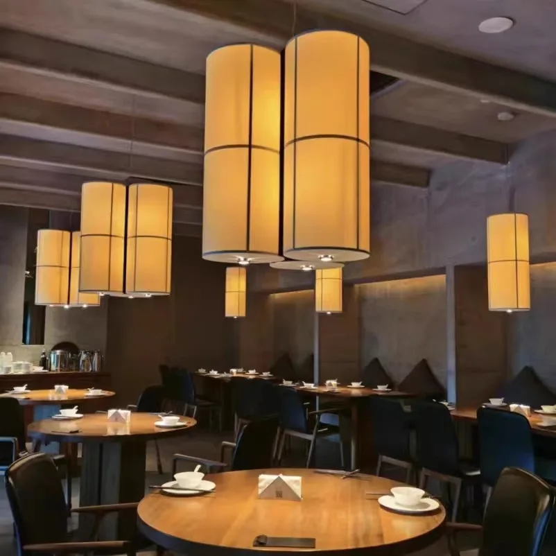 Lampu gantung kain desain makan gaya Zen ruang teh m2 kamar tidur ruang tamu retro Jepang