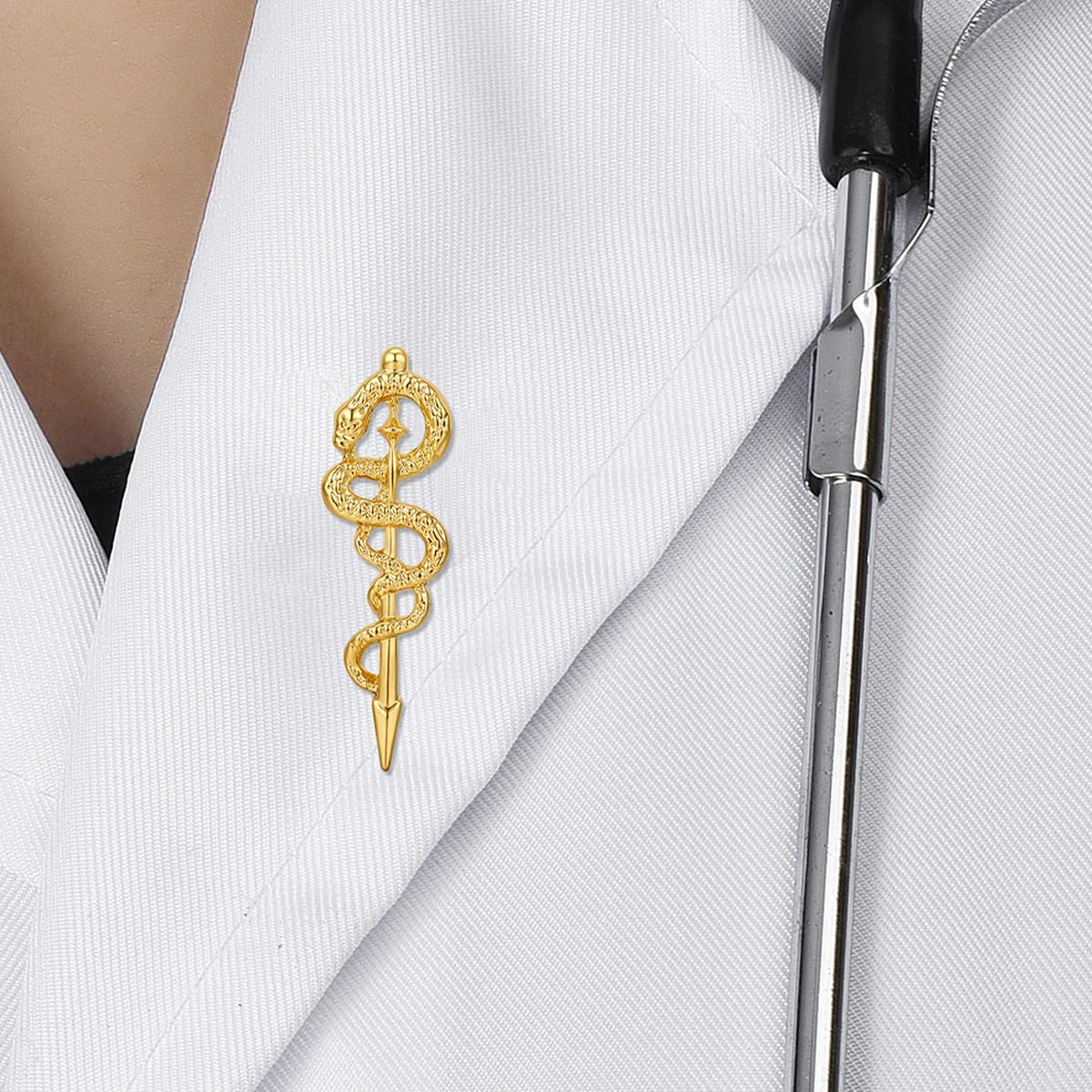 Catuni Asclepius Caduceus Doctors Pins Brooch Medical Lapel Lanyard Bag Coat Accessories Gifts