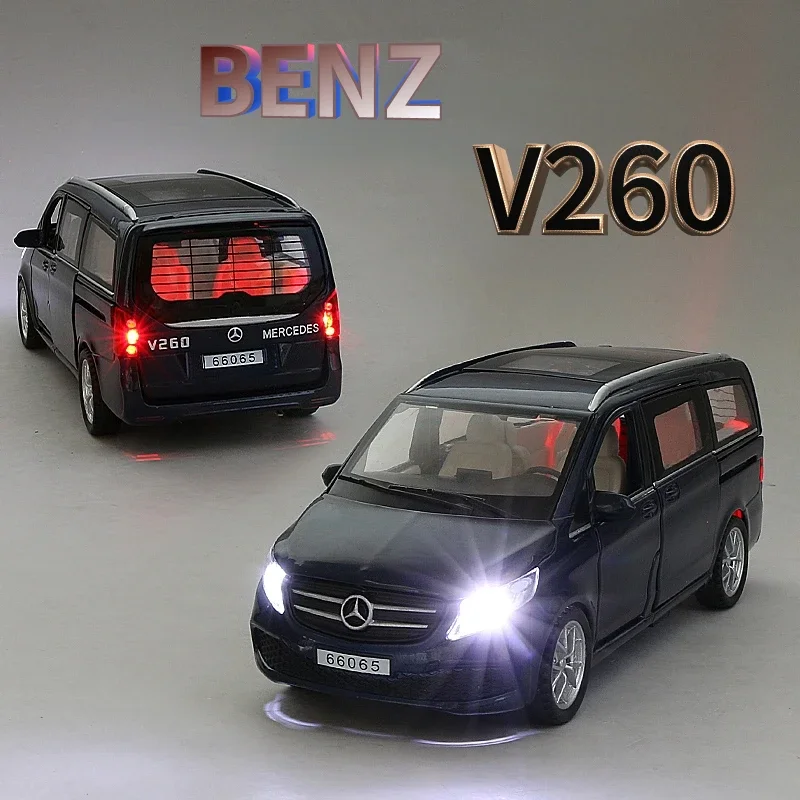 1:32 V260 Alloy MPV Car Model Diecasts Metal Toy Business Purpose Vehicles Car Model Simulation Collection Sound Light Gift