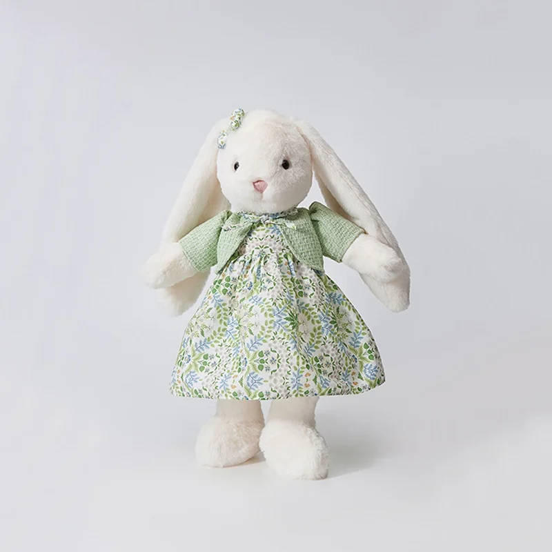 40cm cute and soft wearing green dress, rabbit plush doll cute accessories, holiday birthday gifts, children's accompanying toys