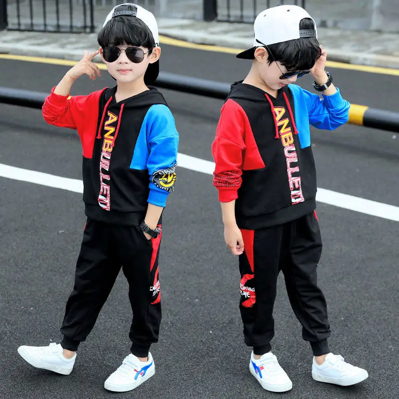 

2022 Teen Children Clothes 5-12 year Boys letter print Tracksuit Tops Pants 2PCS Children Spring Outfits Set