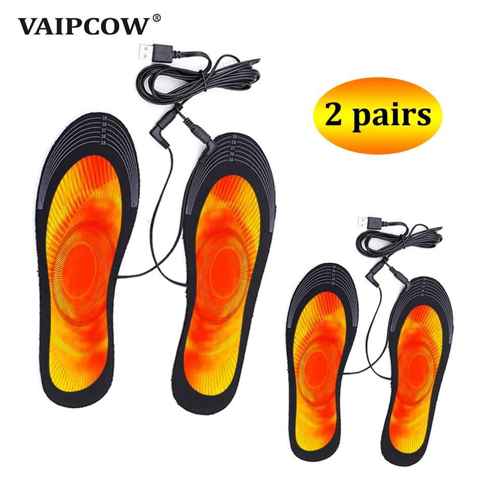 

2 pairs Insoles Heated USB Electric Foot Warming Pad Feet Warmer Pad Mat Winter Outdoor Sports Heating Insoles Winter Warm