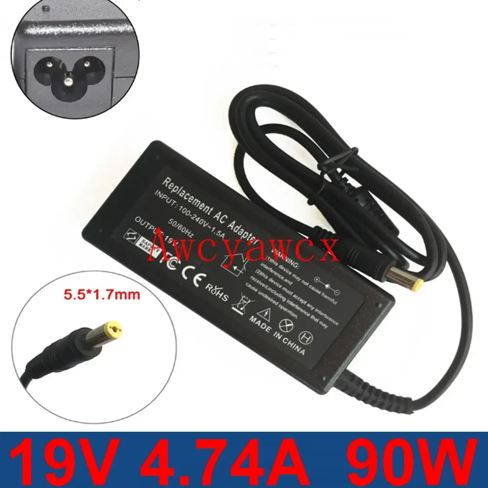 19V 4.74A 5.5mm*1.7mm 90W AC Adapter Laptop Charger For acer aspire 3020 5020 8200 4910 5551 5552 5595 5596 4920G F25