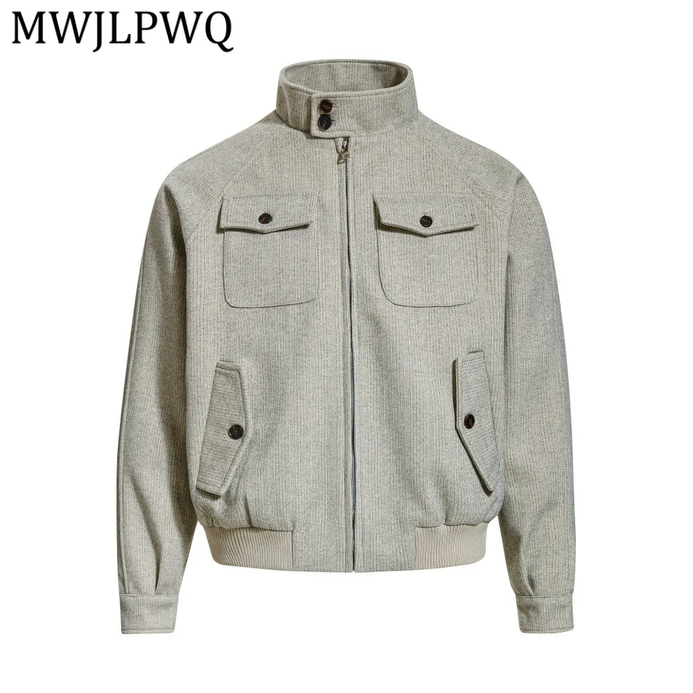 

Мужская рабочая куртка MWJLPWQ Street American с множеством карманов, модный осенне-зимний дизайн, повседневная, с воротником-стойкой, свободный крой, модель 14768