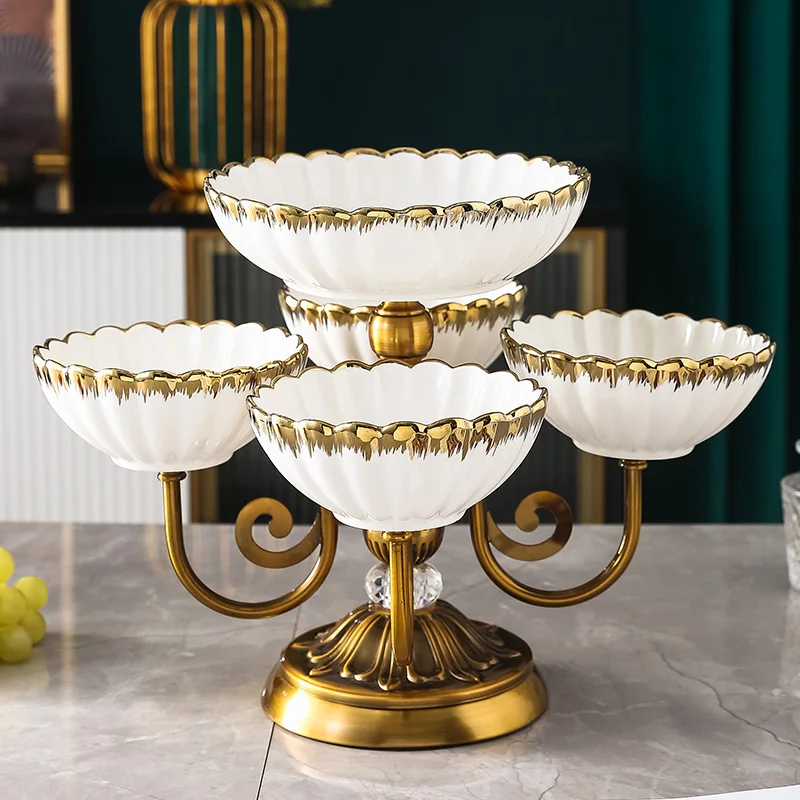 

High-End Elegant Living Room Coffee Table Fruit Plate Light Luxury Candy Box Household European Creative Fruit Plate Ornaments