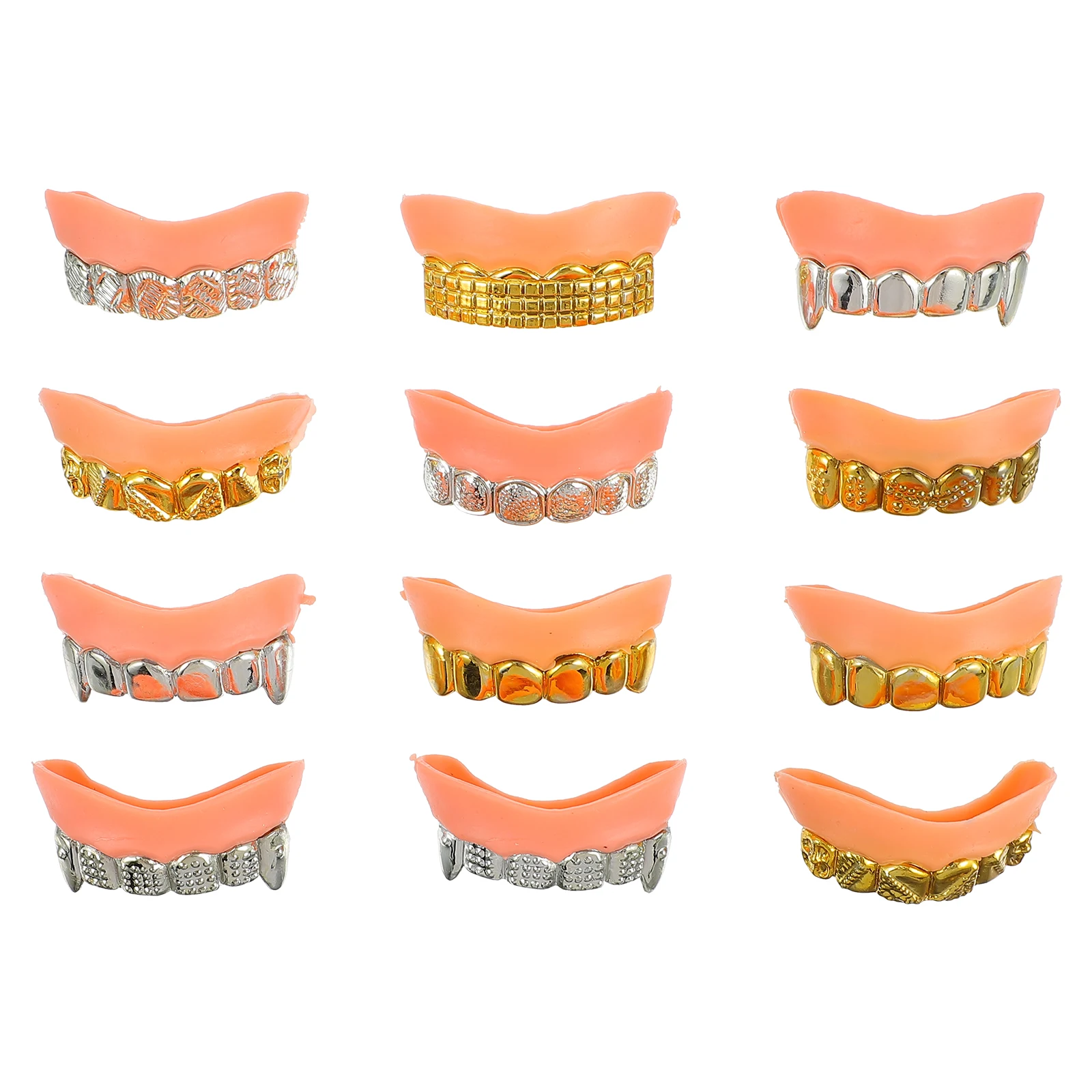 

12 Pcs False Teeth Props Realistic Zombie Dentures Halloween Costume Accessories Party Jokes ScaryTeeth Supplies