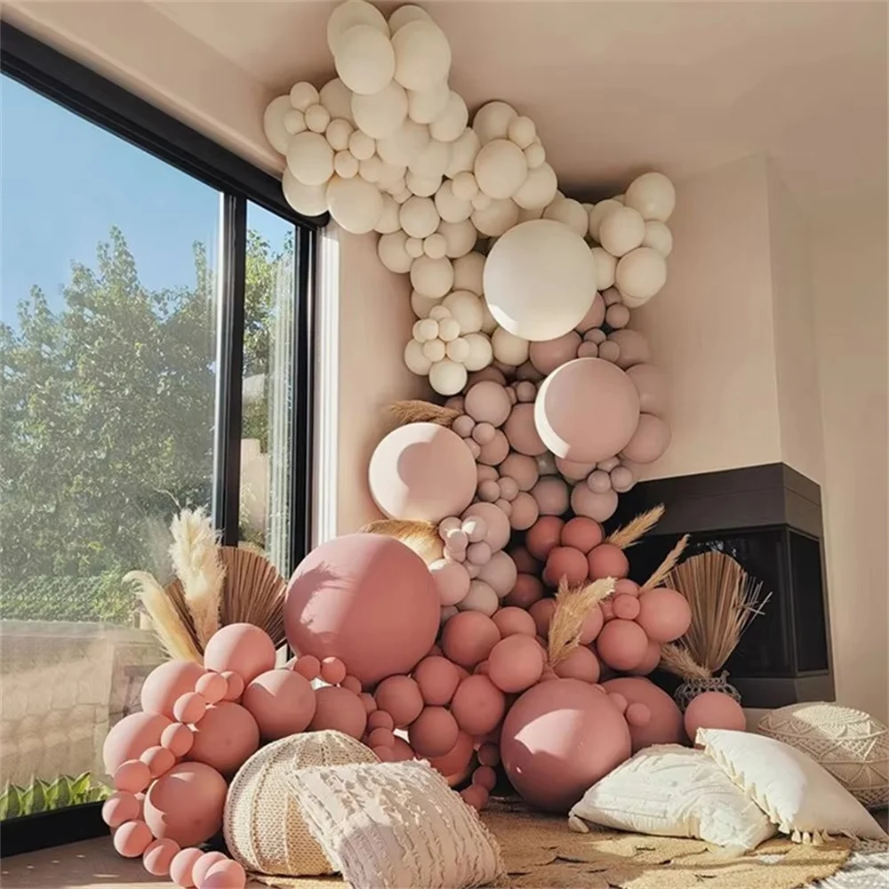 

112pcs Pastel Blush Vintage Pink White Sand Balloons Garland Arch Kit Boho Wedding Birthday Party Baby Shower Girl Decorations