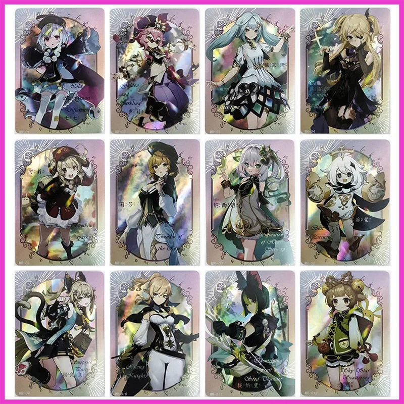 Anime Goddess Story Rare MR Refractive Flash Cards Qiqi Dori Faruzan Fischl Klee Toys for boys Collectible Cards Birthday Gifts