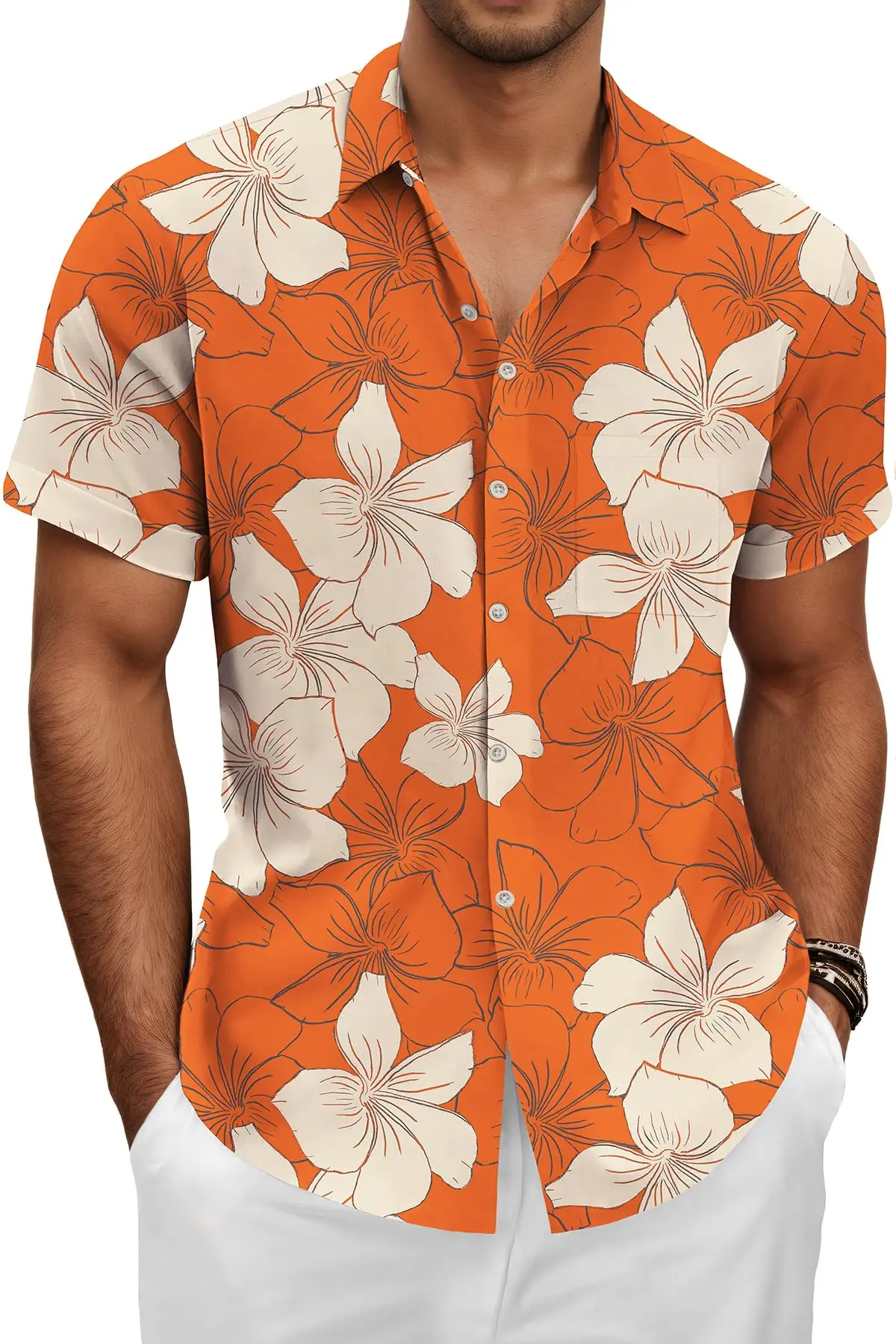 

KYKU Гавайская рубашка для мужчин: пляжная летняя мужская рубашка на пуговицах с коротким рукавом, повседневная одежда для тропических отпуска