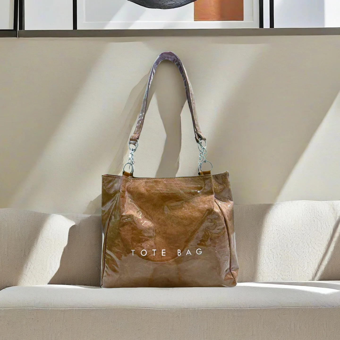 

Women's PVC Tote Bag with Spacious Compartments, Fashion Handbag for Work, School and Daily Use