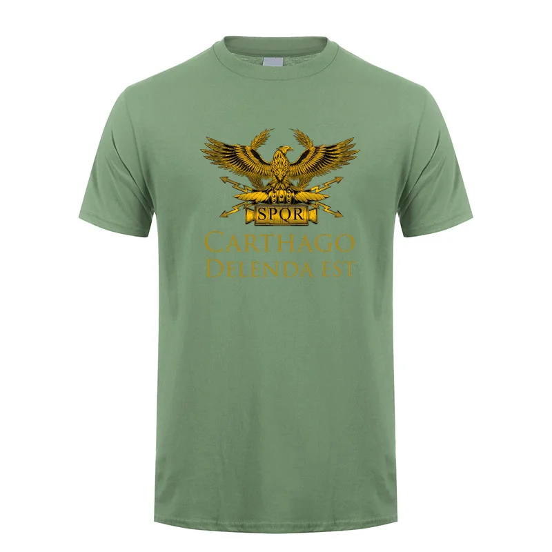 Carthago Delenda Est SPQR T Shirt Summer Men Cotton Short Sleeve Ancient Roman History Tshirts Man Tee Tops DY-016