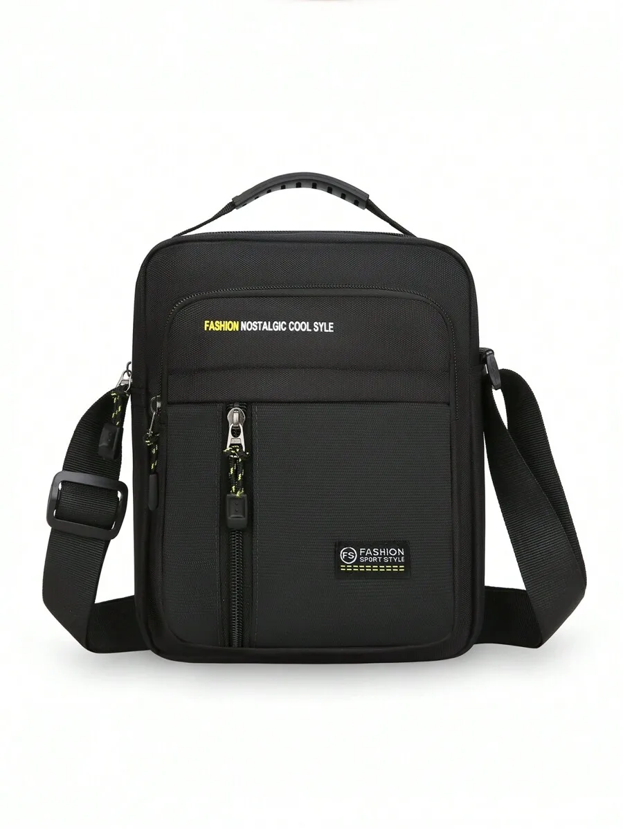

Mens Waterproof Crossbody Bag With Adjustable Strap, Small Square Shoulder Bag, Zipper Closure, Daily Use
