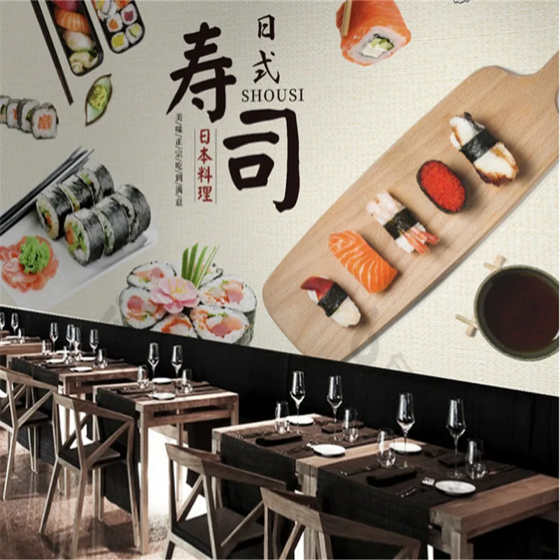 

Japanese Sushi Restaurant Background Wall Paper Modern Food Photo Mural Wallpapers Industrial Decor Papel De Parede 3d