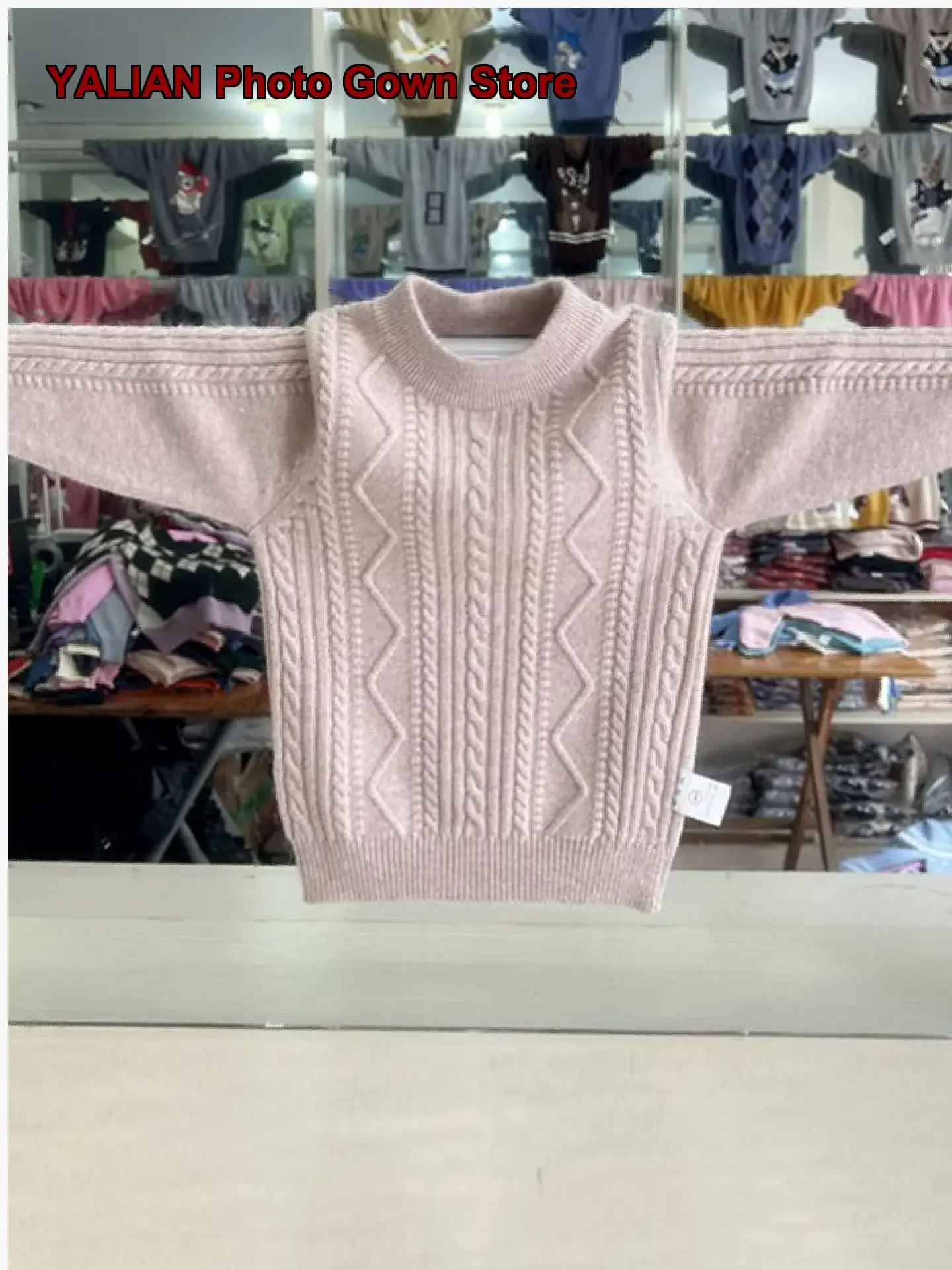 Boys Girls Pullover Sweater Kids Autumn Winter Cashmere Solid Color Thickened Medium Neck High Neck Older Kids