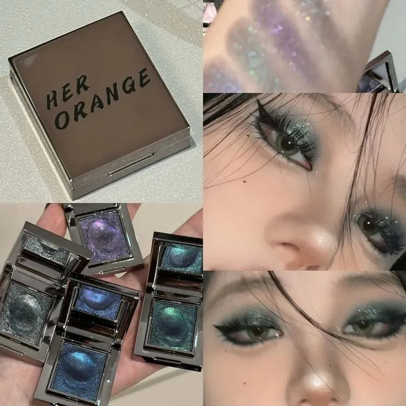 Metallic Chameleon Eyeshadow Palette Smoked Blue Purple Bronze Green Shimmer Glitter Highlighter Makeup Kit for Party Night Out