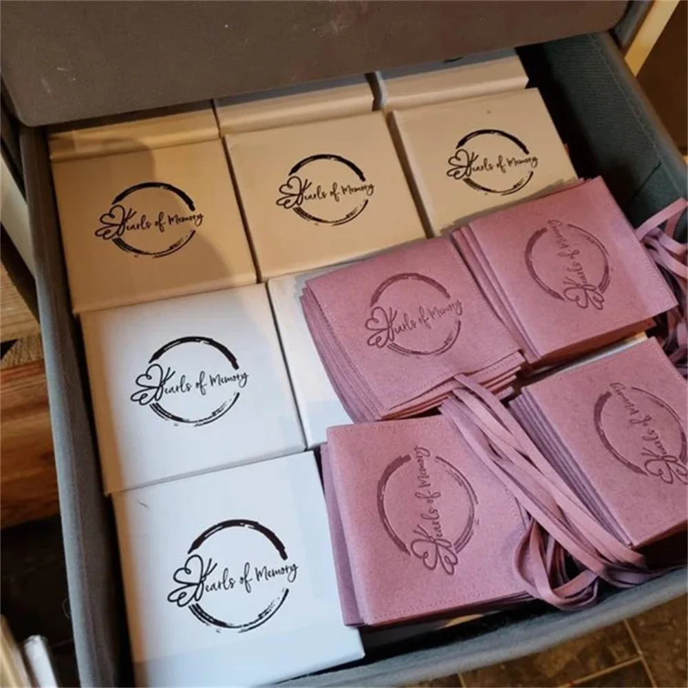 

50 упаковок, выдвижной ящик с логотипом, органайзер для ювелирных изделий, коробки для ожерелья, браслета, сережек, упаковочная коробка для хранения с сумкой из микрофибры