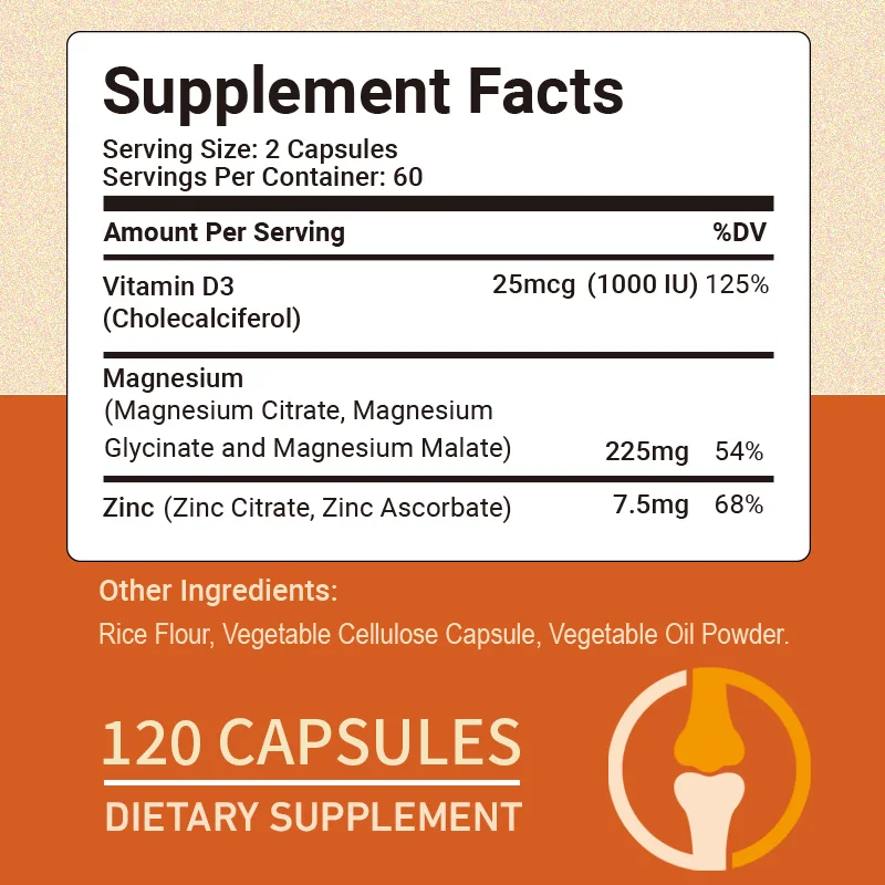 Magnesium, Zinc and Vitamin D3 - Relieve Anxiety, Improve Sleep, Promotes Bone Health, Relaxes Muscles, Enhances Nerve Function
