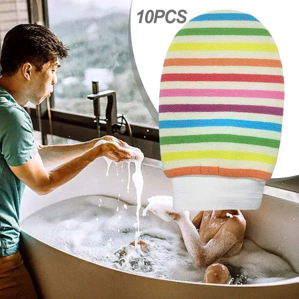 1Pcs Exfoliating Shower Gloves Rainbow Bath Towels 21.5*13.5cm Cloth For Bathroom SPA Skin Cleaning Supplies Household Tools