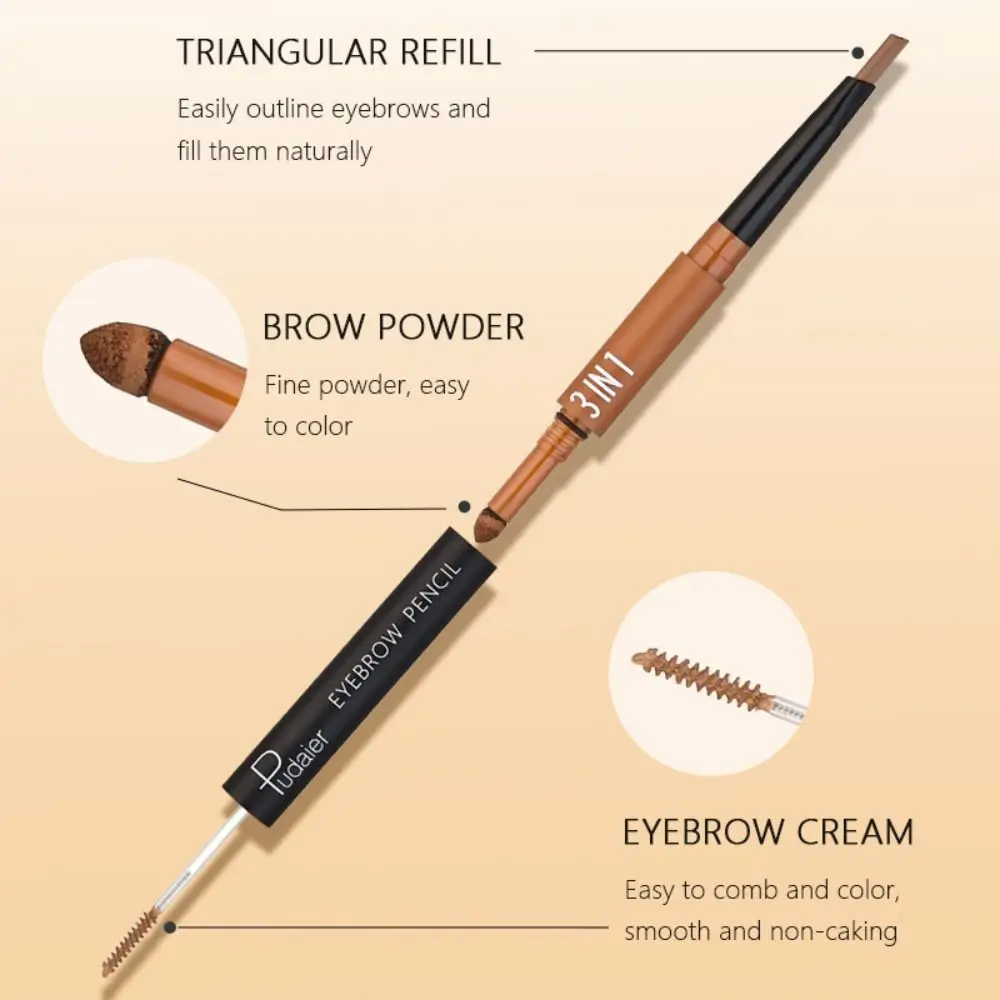 6 Color 3 in 1 Eyebrow Pencil Long Lasting Waterproof Eyebrow Dye Cream Brow Shaping Non-smudge Eyebrow Gel with Brush Women