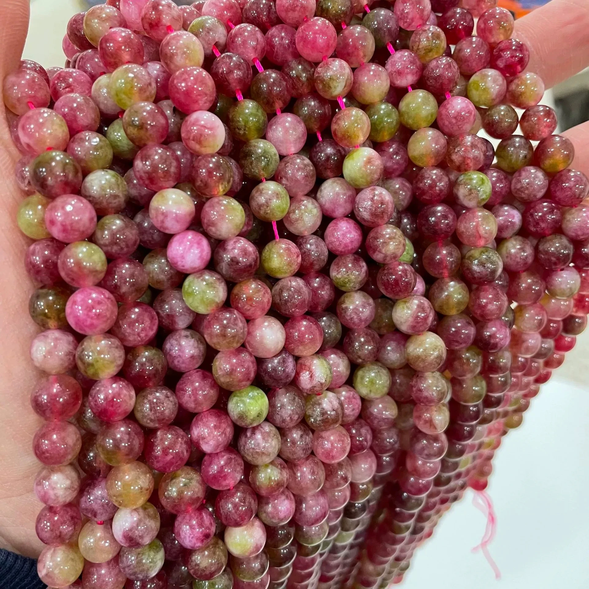 6/8/10mm ottimizza anguria tormalina pietra naturale perline sparse rotonde per la creazione di gioielli accessori collana braccialetto fai da te