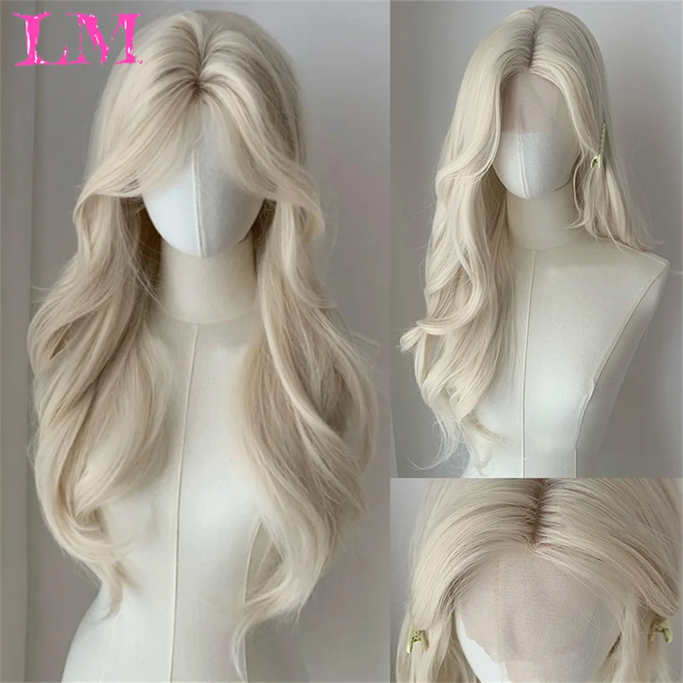 LM Gerade synthetische Spitze-Front-Perücke für Frauen, 96,5 cm lang, Ombre, Braun, Rot, Blond, Highlight-Spitze-Frontal-Perücken, Cosplay-Perücke