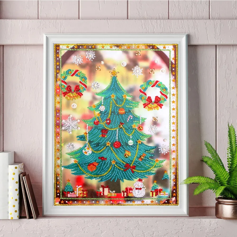 Christmas Tree Diamond Painting Special Shaped Diamond DIY 5D Partial Drill Cross Stitch Kits Crystal Rhinestone Picture Arts