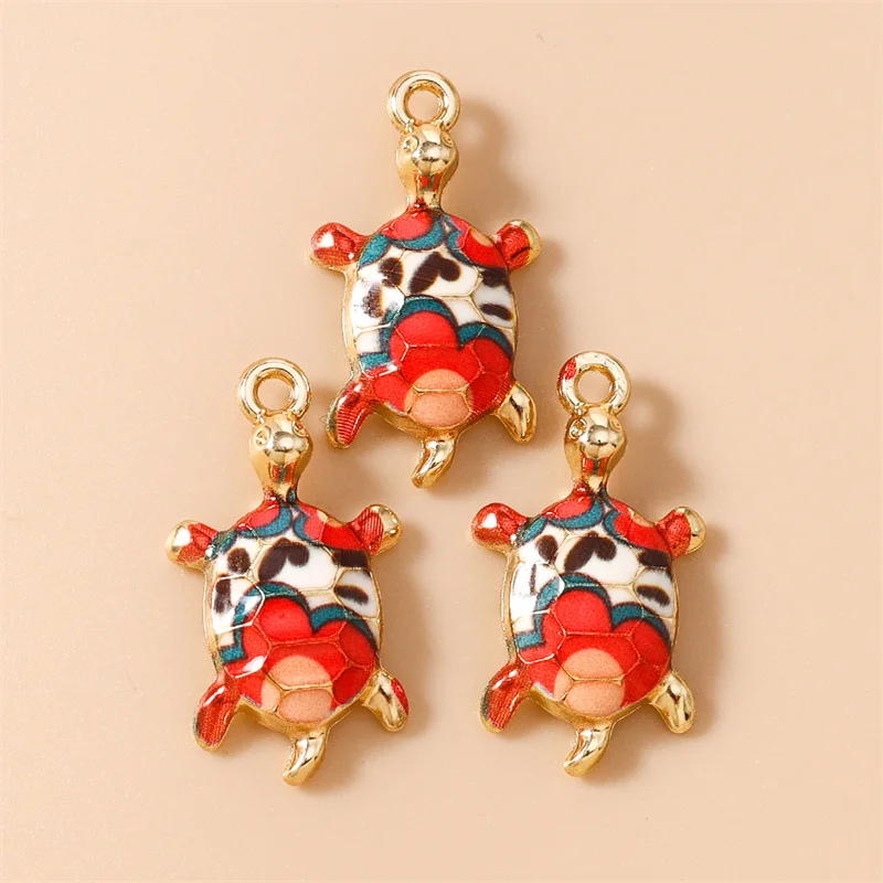 Leslie 20 Stück 13 x 24 mm neue zarte bunte Schildkröten-Anhänger für baumelnde Ohrringe, Halsketten-Anhänger, handgefertigt, DIY-Schmuckherstellung – Detail 9