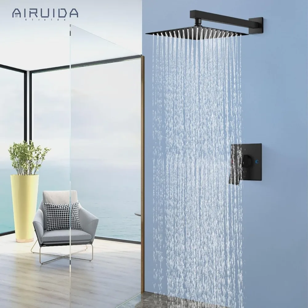 Shower Faucet Set Shower Trim Kit Female Thread Rough-in Valve Single Function Shower Head and Handle set Rainfall Shower System