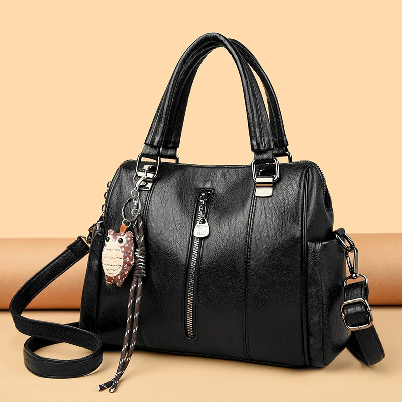 

Fashion Trend Cartoon Pendant Women's Handbag High Quality Soft Leather Women Shoulder Bags Luxury Designer Girl Crossbody Bag