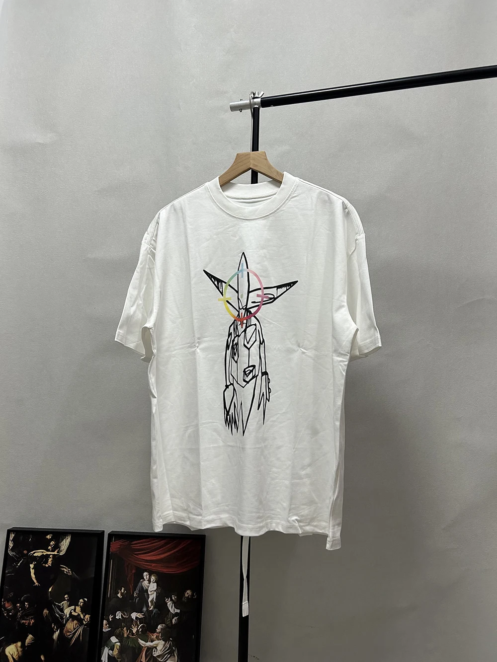 

25ss Abloh футболки из плотного хлопка для мужчин и женщин футболка с круглым вырезом и короткими рукавами с принтом модные повседневные футболки